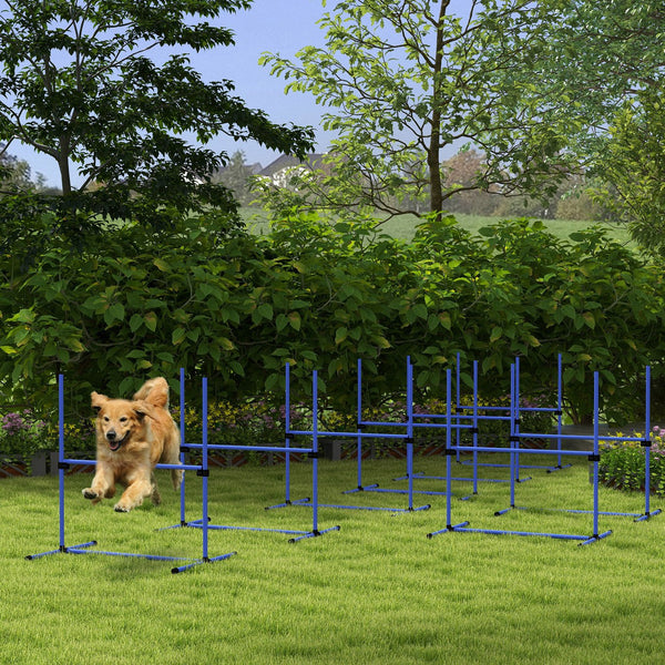 English Elm PawHut Dog Agility Training Set — 8 Adjustable Jump Bars with Portable Carry Bag for Easy Practice Blue W2225P217631