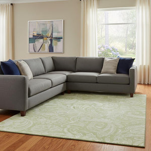 HomeRoots 10' Artichoke Green & Ivory Paisley Washable Area Rug - Durable, Stain Resistant, UV Protected Elegance 654632