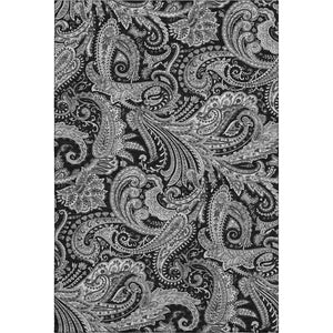 HomeRoots 5' X 8' Black and Ivory Paisley Area Rug - Washable, UV Protected, Durable for Home Elegance 654634