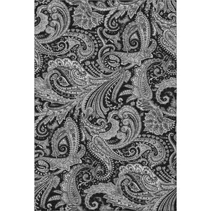 HomeRoots 5' X 8' Black and Ivory Paisley Area Rug - Washable, UV Protected, Durable for Home Elegance 654634