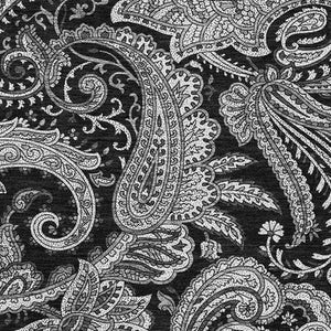 HomeRoots 9' X 12' Black And Ivory Paisley Washable Area Rug - Stain Resistant, UV Protected & Stylish Design 654637