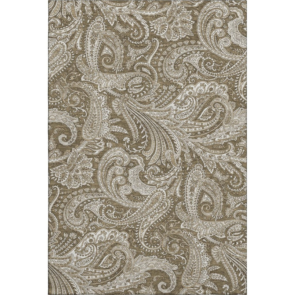 HomeRoots 5' X 8' Chocolate and Ivory Paisley Area Rug - Stylish, Washable, UV-Protected for Everyday Living 654646