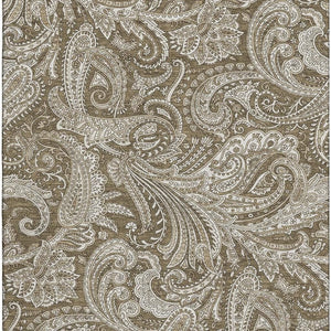 HomeRoots 9' X 12' Chocolate & Ivory Paisley Area Rug - Washable, UV Protected, Durable for Homes with Kids & Pets 654649