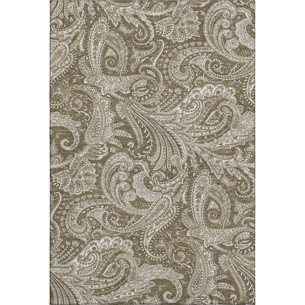 HomeRoots 10' X 14' Chocolate and Ivory Paisley Washable Area Rug - Durable, UV Protected, Stylish Foundation for Homes 654650