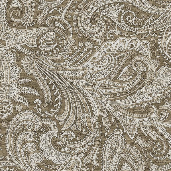 HomeRoots 10' X 14' Chocolate and Ivory Paisley Washable Area Rug - Durable, UV Protected, Stylish Foundation for Homes 654650