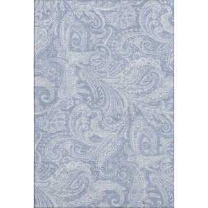 HomeRoots 8' X 10' Denim Blue & Ivory Paisley Washable Area Rug - Durable, Stain-Resistant, UV Protected Décor 654654
