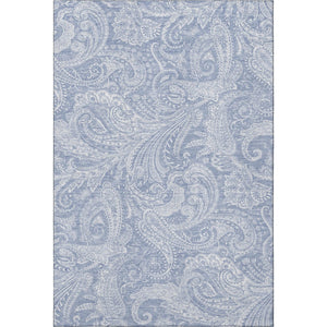 HomeRoots 8' X 10' Denim Blue & Ivory Paisley Washable Area Rug - Durable, Stain-Resistant, UV Protected Décor 654654