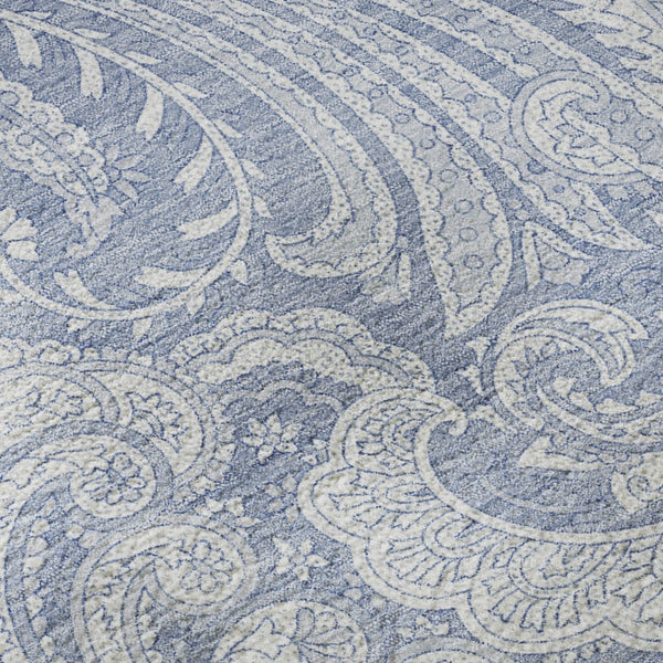HomeRoots 10' Denim Blue and Ivory Paisley Area Rug – Washable, UV Protected, Perfect for High-Traffic Spaces! 654656