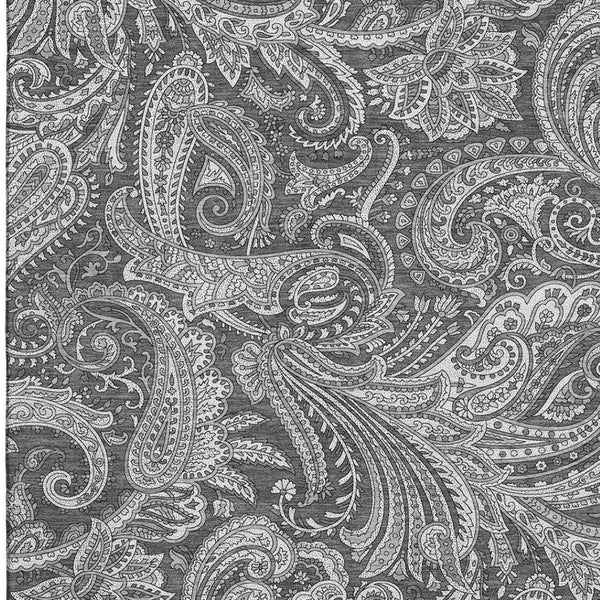 HomeRoots 5' X 8' Gray Ivory Paisley Area Rug - Washable, UV Protected, Perfect for Homes with Kids & Pets! 654658