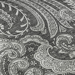 HomeRoots 8' Gray and Ivory Paisley Round Rug - Washable, UV-Protected, Stylish for High-Traffic Homes! 654659