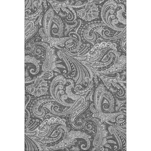 HomeRoots 9' X 12' Gray And Ivory Paisley Area Rug - Durable, Washable, UV-Protected for Family Spaces 654661