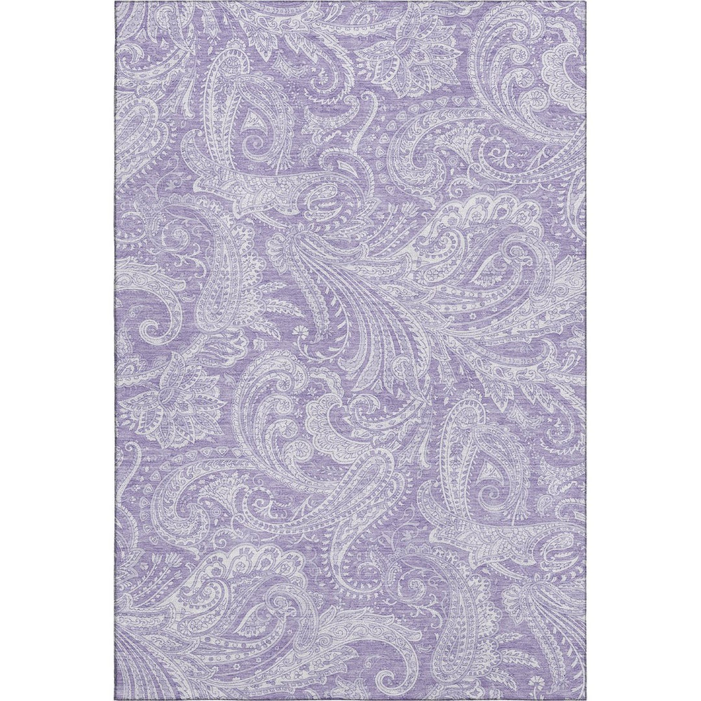HomeRoots 5' X 8' Stylish Lavender & Ivory Paisley Area Rug - Durable, Stain-Resistant, UV Protected Design 654664