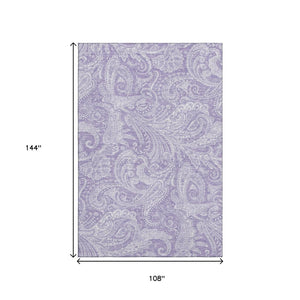 HomeRoots 9' X 12' Elegant Lavender & Ivory Paisley Area Rug - UV Protection, Kid & Pet Friendly Design! 654667