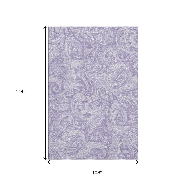 HomeRoots 9' X 12' Elegant Lavender & Ivory Paisley Area Rug - UV Protection, Kid & Pet Friendly Design! 654667
