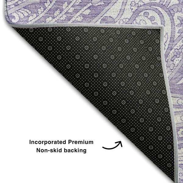 HomeRoots 9' X 12' Elegant Lavender & Ivory Paisley Area Rug - UV Protection, Kid & Pet Friendly Design! 654667