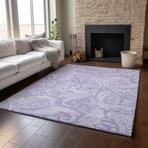 HomeRoots 9' X 12' Elegant Lavender & Ivory Paisley Area Rug - UV Protection, Kid & Pet Friendly Design! 654667