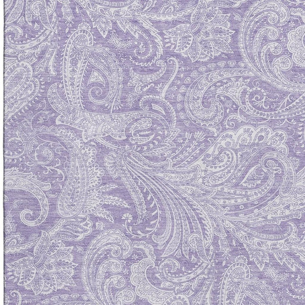HomeRoots 9' X 12' Elegant Lavender & Ivory Paisley Area Rug - UV Protection, Kid & Pet Friendly Design! 654667