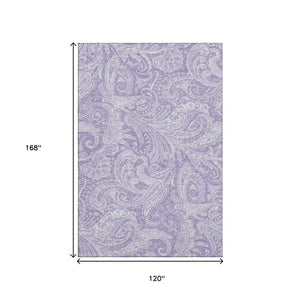 HomeRoots 10' X 14' Elegant Lavender & Ivory Paisley Area Rug - Washable, UV Protected, Pet-Friendly Design! 654668