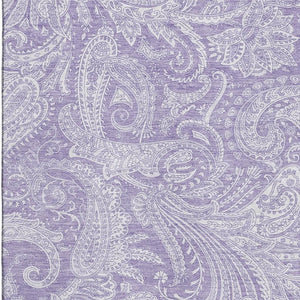 HomeRoots 10' X 14' Elegant Lavender & Ivory Paisley Area Rug - Washable, UV Protected, Pet-Friendly Design! 654668