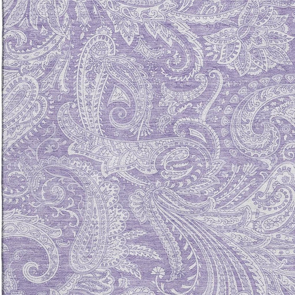 HomeRoots 10' X 14' Elegant Lavender & Ivory Paisley Area Rug - Washable, UV Protected, Pet-Friendly Design! 654668