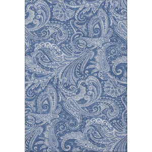 HomeRoots 8' X 10' Navy Blue & Ivory Paisley Area Rug – Washable, UV-Protected, Perfect for High-Traffic Homes! 654672