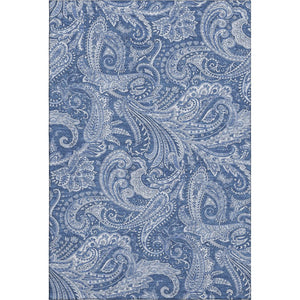 HomeRoots 9' Navy Blue and Ivory Paisley Washable Area Rug – Durable, UV-Protected, Stylish for Any Space! 654673