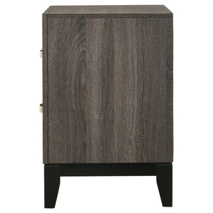 English Elm Stephan Grey Oak modern 2-drawer nightstand with sleek metal handles, spacious storage, organic texture finish B062P333434