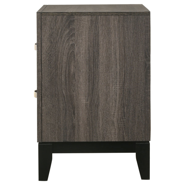 English Elm Stephan Grey Oak modern 2-drawer nightstand with sleek metal handles, spacious storage, organic texture finish B062P333434