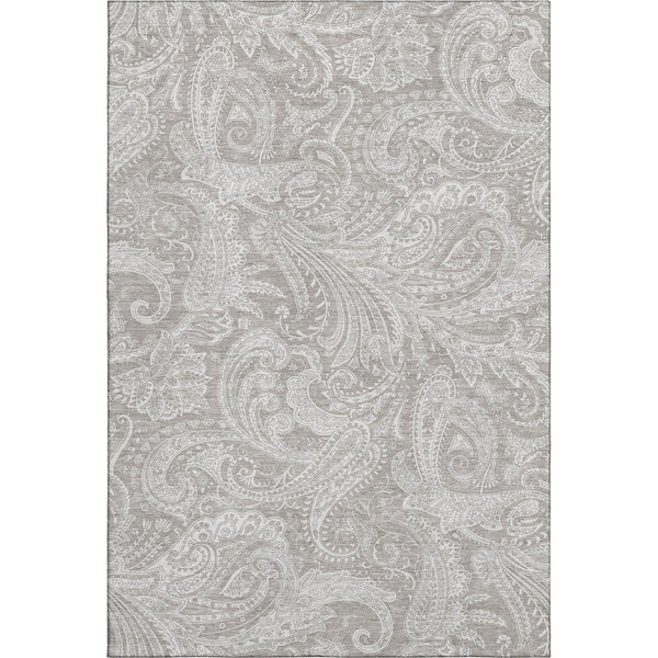 HomeRoots 5' X 8' Elegant Taupe and Ivory Paisley Area Rug – Durable, Stain-Resistant, UV Protected Design 654682