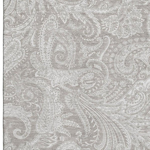 HomeRoots 5' X 8' Elegant Taupe and Ivory Paisley Area Rug – Durable, Stain-Resistant, UV Protected Design 654682
