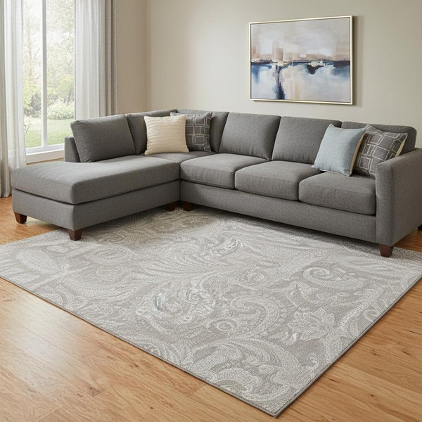 HomeRoots 8' X 10' Taupe and Ivory Paisley Area Rug - Washable, UV Protected, Durable Design for Any Room 654684