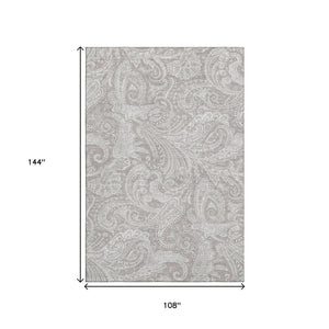HomeRoots 9' Taupe and Ivory Paisley Washable Area Rug - Durable, Stain Resistant, UV Protection for Homes 654685