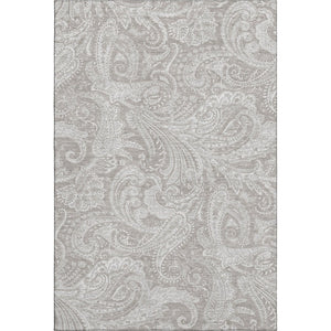 HomeRoots 9' Taupe and Ivory Paisley Washable Area Rug - Durable, Stain Resistant, UV Protection for Homes 654685