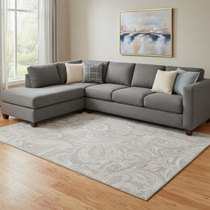 HomeRoots 9' Taupe and Ivory Paisley Washable Area Rug - Durable, Stain Resistant, UV Protection for Homes 654685