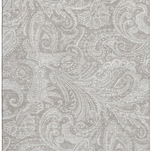 HomeRoots 10' X 14' Stylish Taupe and Ivory Paisley Area Rug - Washable, UV Protected for High-Traffic Areas 654686