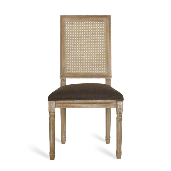 English Elm [set of 2] French Provincial Rubberwood Dining Chairs with Cane Back and Fluted Legs Brown N767P375346W