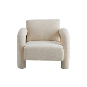 English Elm Modern Sherpa Upholstered Accent Chair Plush Curved Arms Solid Wood Frame Lounge Seat W1765P327037