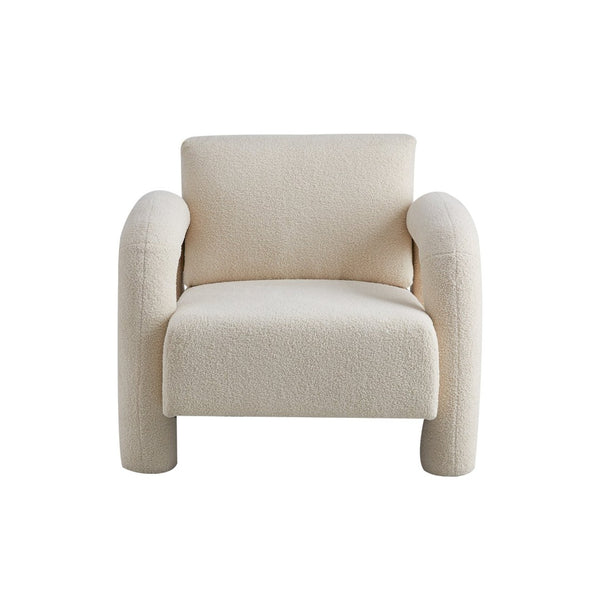 English Elm Modern Sherpa Upholstered Accent Chair Plush Curved Arms Solid Wood Frame Lounge Seat W1765P327037
