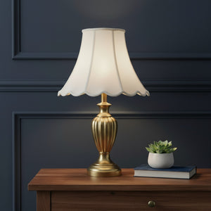 HomeRoots Eggshell Linen Bell Lamp Shade - Elegant Piped Design for Warm Illumination & Timeless Decor Appeal 654725