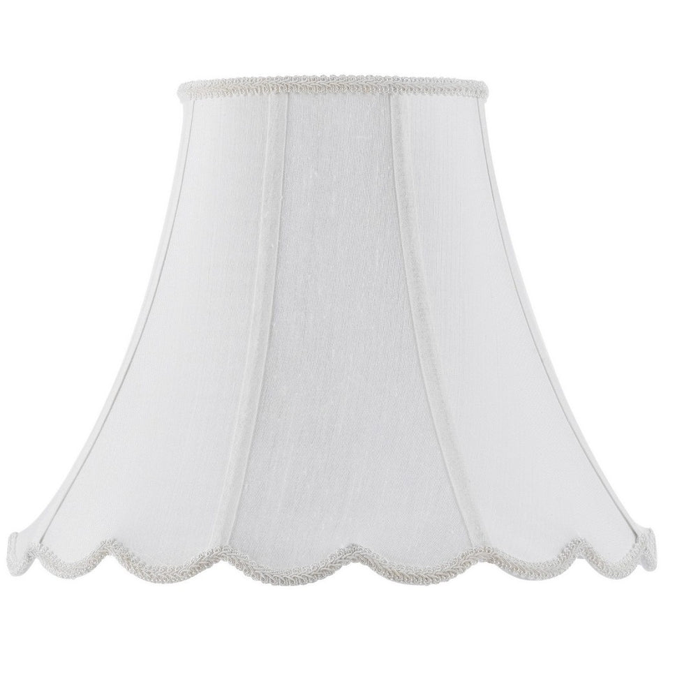 HomeRoots White Linen Piped Bell Lamp Shade - Timeless Elegance for Living Rooms, Bedrooms & Entryways 654726