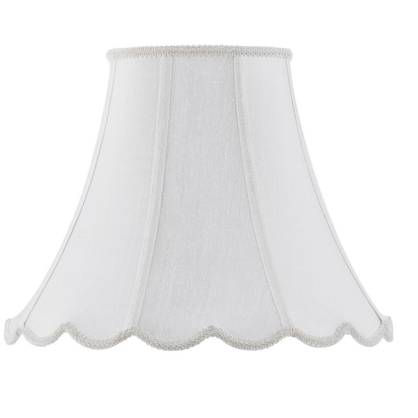 HomeRoots White Linen Piped Bell Lamp Shade - Timeless Elegance for Living Rooms, Bedrooms & Entryways 654726