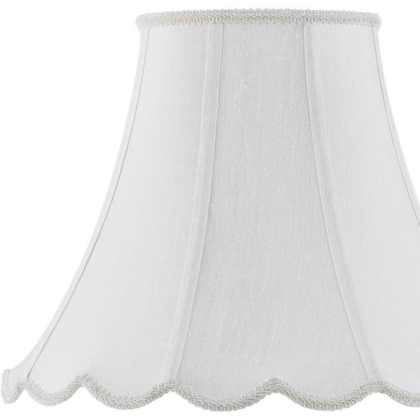 HomeRoots White Linen Piped Bell Lamp Shade - Timeless Elegance for Living Rooms, Bedrooms & Entryways 654726