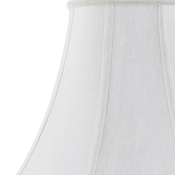 HomeRoots White Linen Piped Bell Lamp Shade - Timeless Elegance for Living Rooms, Bedrooms & Entryways 654726