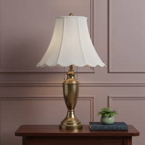 HomeRoots White Linen Piped Bell Lamp Shade - Timeless Elegance for Living Rooms, Bedrooms & Entryways 654726