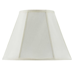 HomeRoots Eggshell Linen Empire Lamp Shade - Timeless Elegance with Piped Trim for Living Room & Bedroom Lighting 654735