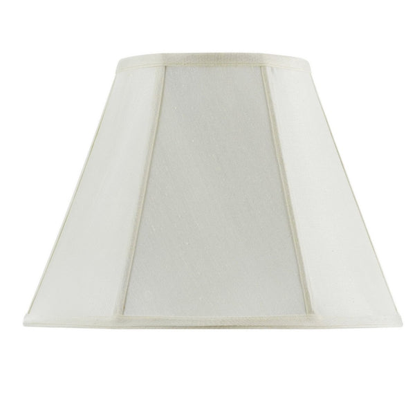 HomeRoots Eggshell Linen Empire Lamp Shade - Timeless Elegance with Piped Trim for Living Room & Bedroom Lighting 654735