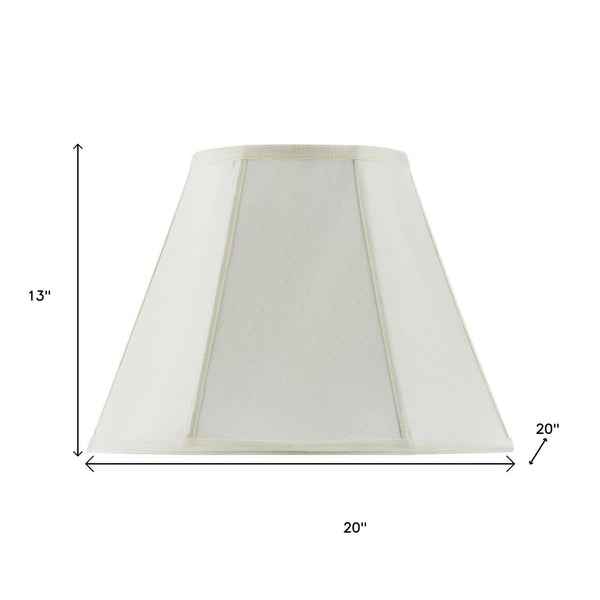 HomeRoots Eggshell Linen Empire Lamp Shade - Timeless Elegance with Piped Trim for Living Room & Bedroom Lighting 654735