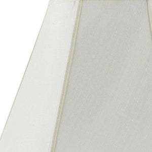 HomeRoots Eggshell Linen Empire Lamp Shade - Timeless Elegance with Piped Trim for Living Room & Bedroom Lighting 654735