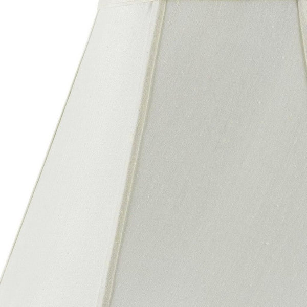 HomeRoots Eggshell Linen Empire Lamp Shade - Timeless Elegance with Piped Trim for Living Room & Bedroom Lighting 654735