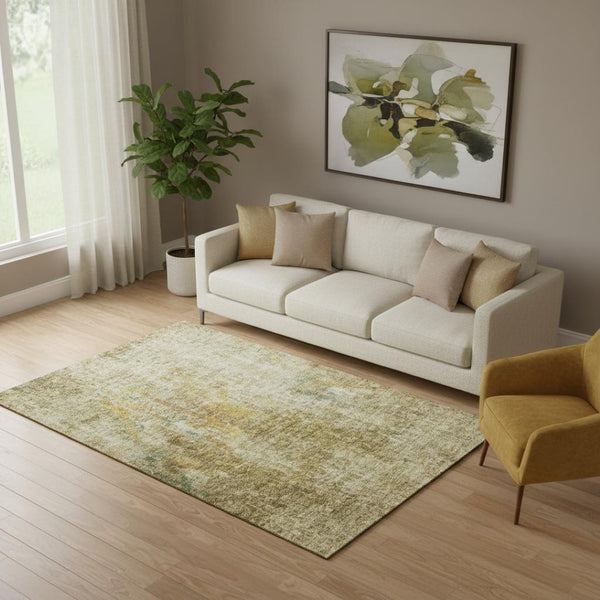 HomeRoots 5' X 8' Brown and Beige Abstract Washable Area Rug with UV Protection for Stylish, Durable Living Spaces 654750
